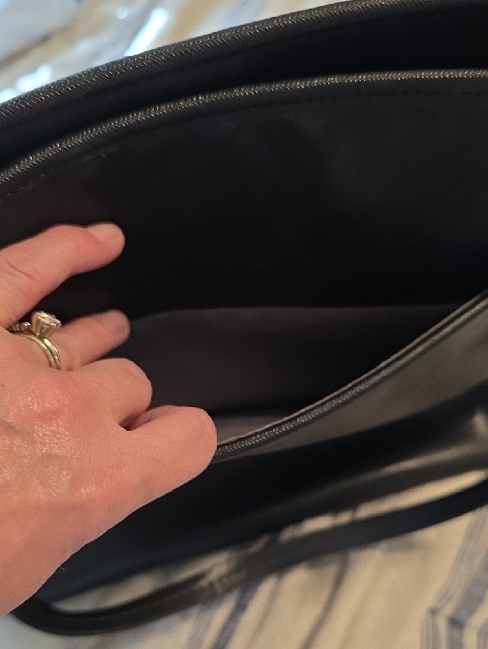 Coach Black Leather Tote with Beige Tag - Picture 4 of 9